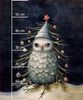 VINTAGE CHRISTMAS OWL VZ. 1 - Paneel (60cm x 50cm) Voděodolná tkanina Oxford