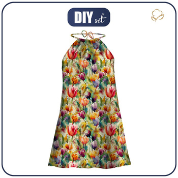 DRESS "DALIA" MINI - FLOWERS pat.55 - sewing set L-XL