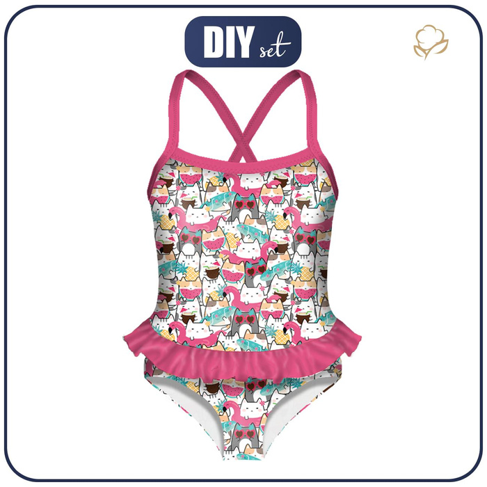 Mädchen Badeanzug - SUMMER CATS M. 1 - Nähset 110-116