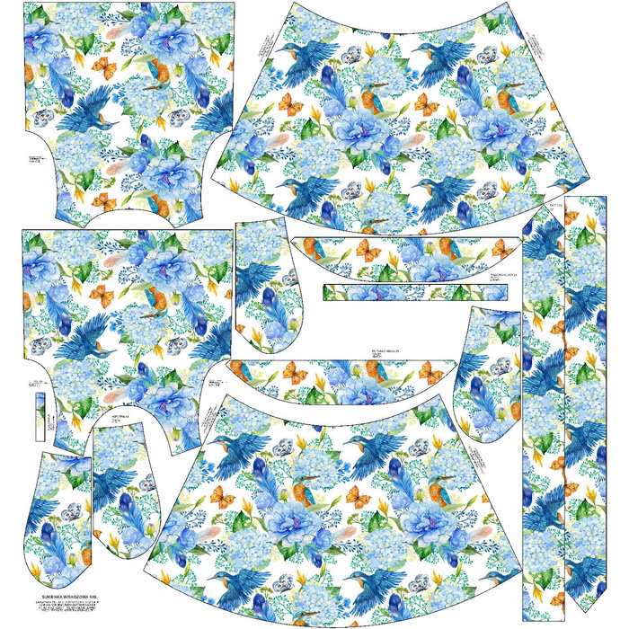 ŠATY "EMMA" - LEDŇÁČEK A ŠEŘÍKY (LEDŇÁČEK NA LOUCE) / bílý - Jersey viskózový s elastanem XXL