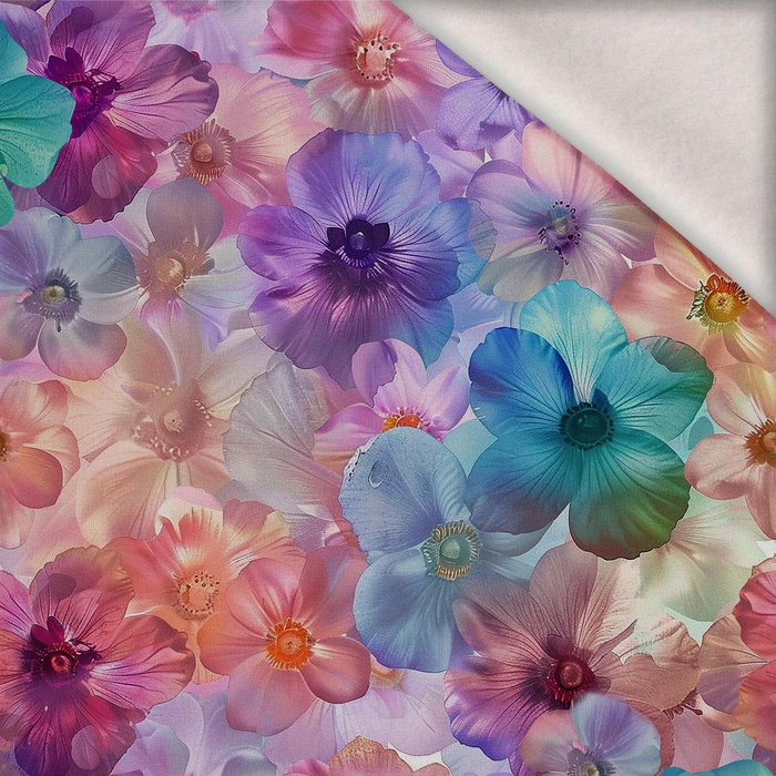 PASTEL FLOWERS WZ.9 - teplákovina počesaná s elastanem ITY