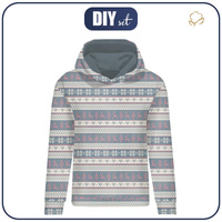 CLASSIC WOMEN’S HOODIE (POLA) - REINDEERS PAT. 3 / grey (NORWEGIAN PATTERNS) - looped knit fabric