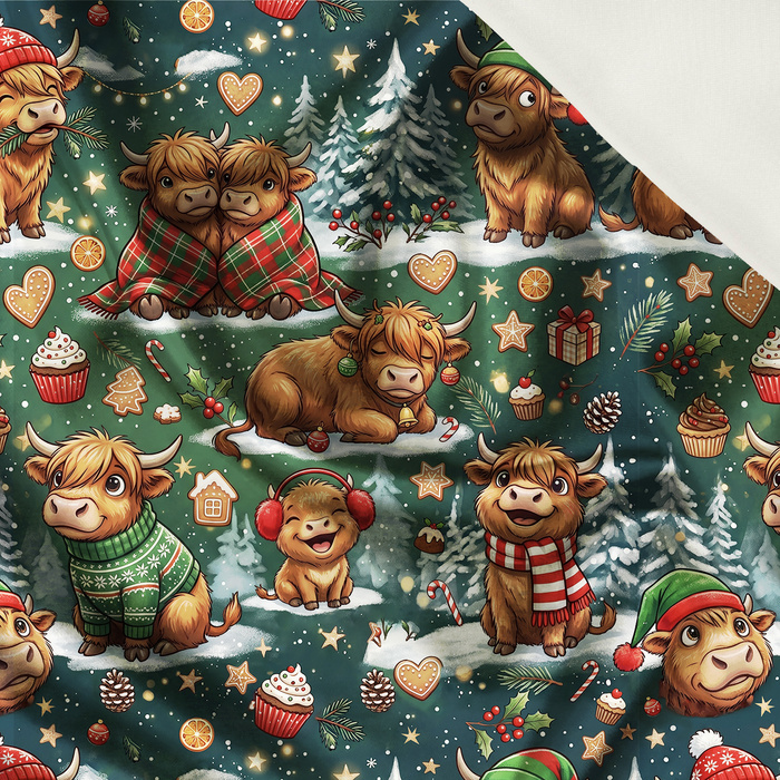 CHRISTMAS HIGHLAND COWS - Satin