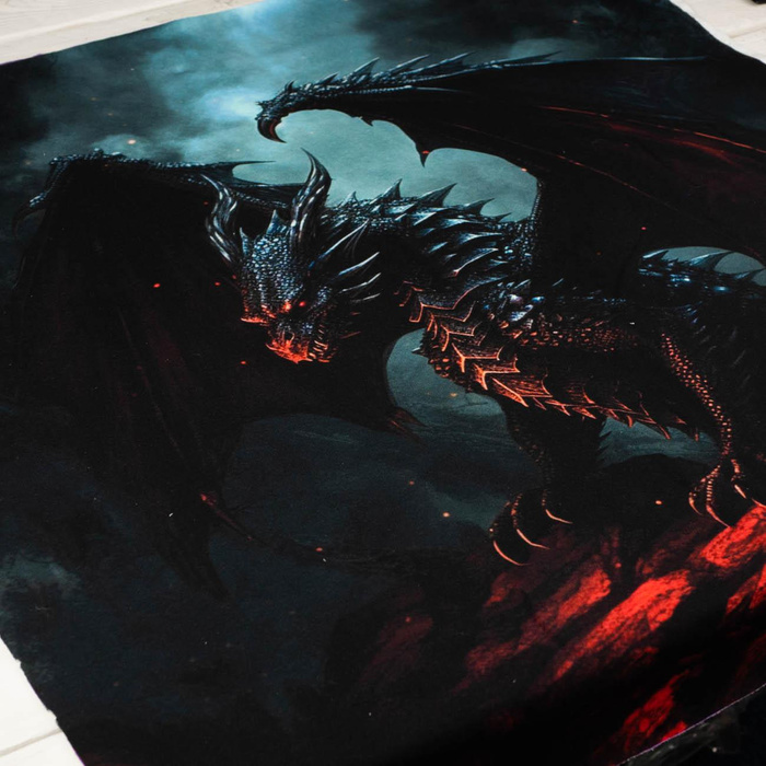 GOTHIC DRAGON - Paneel (75cm x 80cm) Wintersweat angeraut mit Elastan ITY