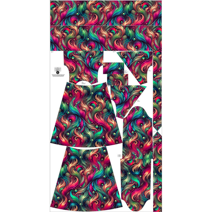 WRAP FLOUNCED DRESS "ABELLA" (XL)- COLORFUL FEATHER PINK - sewing set