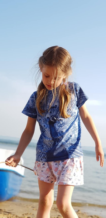 T-SHIRT DZIECIĘCY (128/134) - WIELKA FALA W KANAGAWIE (Hokusai Katsushika) - zestaw do uszycia