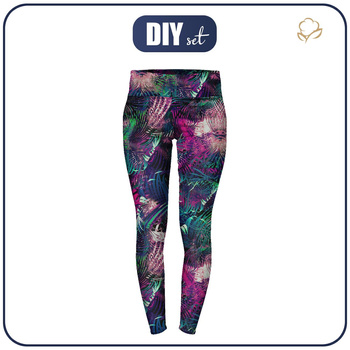 THERMO LEGGINSY DAMSKIE (GRETA) - FANTASY LEAVES - zestaw do uszycia XXL
