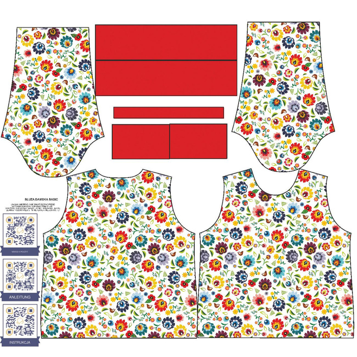 WOMEN'S SWEATSHIRT (HANA) BASIC - LOWICZ FOLKLORE / white - sewing set