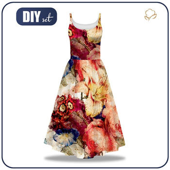 DRESS "ISABELLE" - WATERCOLOR FLOWERS PAT. 5 - sewing set
