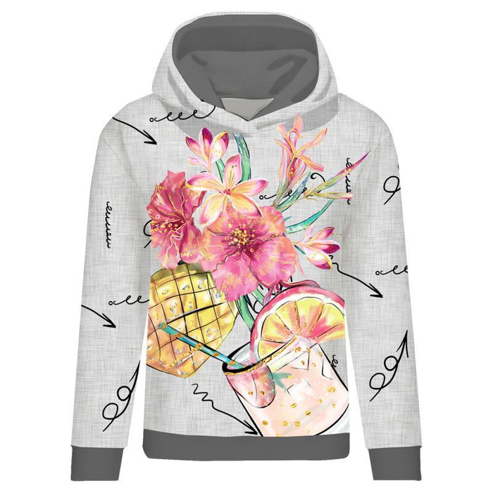BLUZA DAMSKA (POLA) CLASSIC Z KAPTUREM - ANANASOWY DRINK -  dzianina pętelkowa  XL
