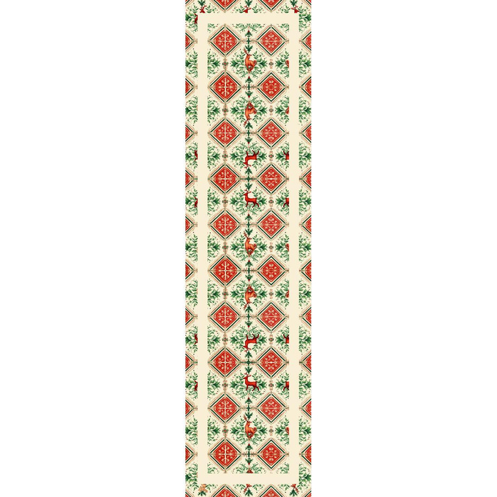 TABLE RUNNER PANEL - CHRISTMAS DEERS - Woven Fabric for tablecloths