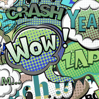 COMICS (grün - blau) - Wasserabweisende Webware