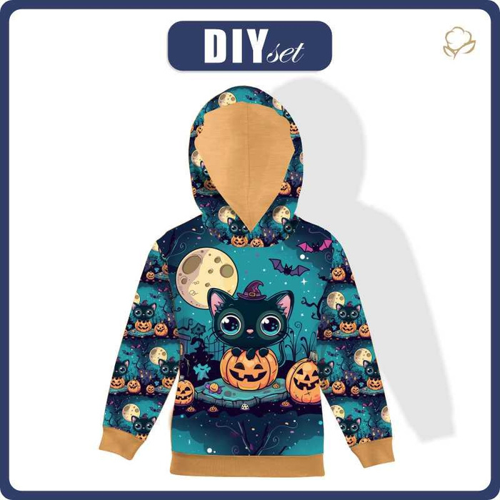 KINDER HOODIE (ALEX) - HALLOWEEN CAT MOON - Nähset