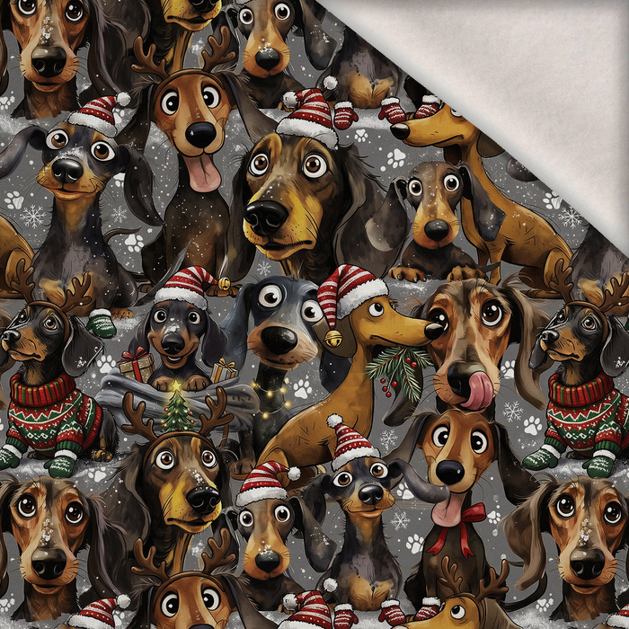 DOGS WZ. 1 / CHRISTMAS - dzianina drapana z elastanem ITY