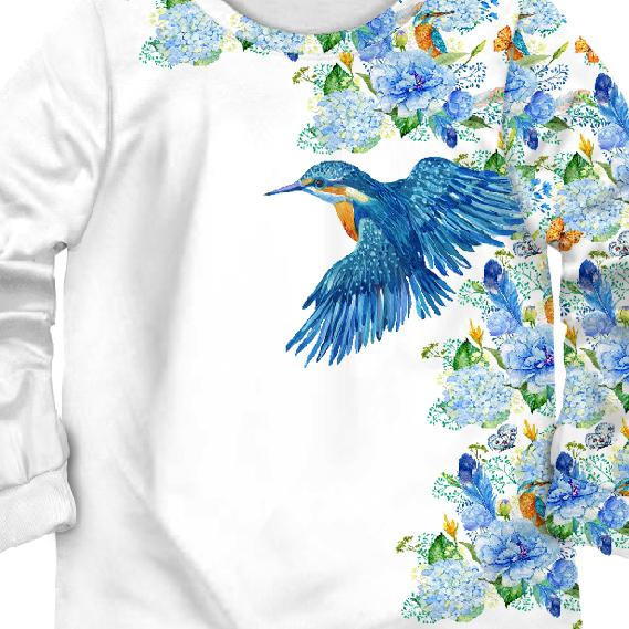 CHILDREN'S PAJAMAS " MIKI" - KINGFISHERS AND LILACS (KINGFISHERS IN THE MEADOW) - sewing set