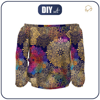 Bardot neckline blouse (SOFIA) - MANDALA pat. 2 - sewing set XL