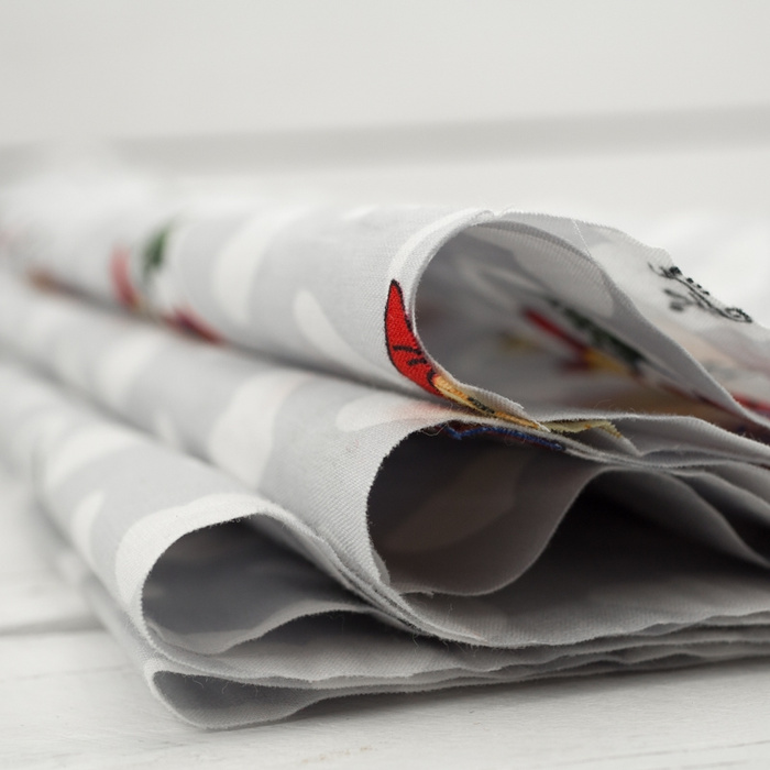 LITTLE RED RIDING HOOD HEARTS / light grey - Cotton woven fabric