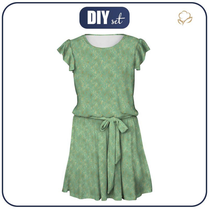 DRESS "EMMA" - GOLDEN CORALS (GOLDEN OCEAN) / mint - Viscose jersey with elastane XS