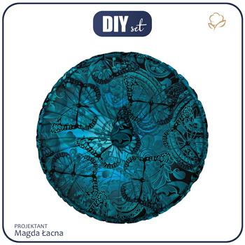 DEKORATIVNÍ POLŠTÁŘ - Krajkové motýly / modré