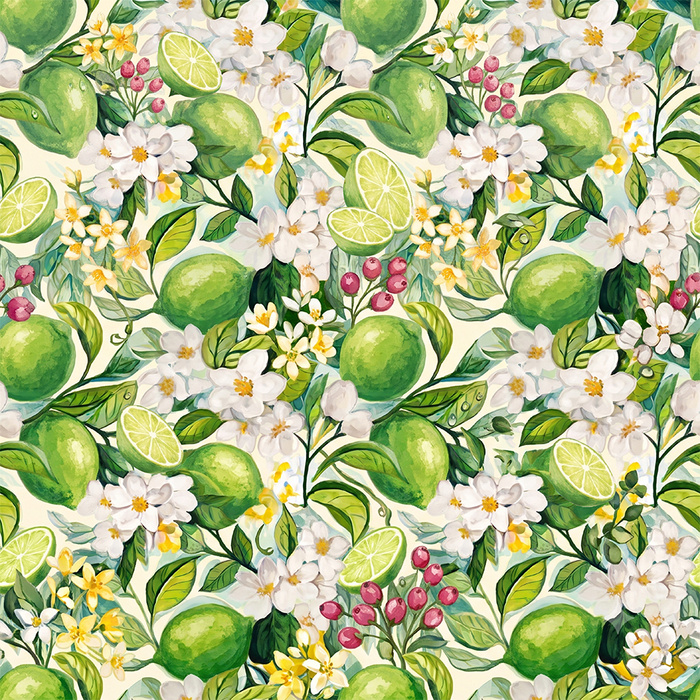 TUTTI FRUTTI WZ. 41 / lime cream - Muślin bawełniany