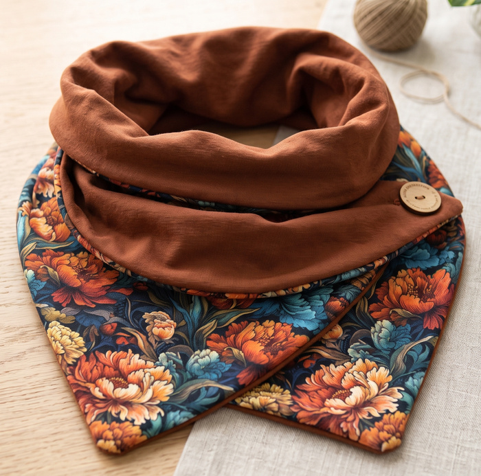 BUTTON SCARF - VINTAGE CHINESE FLOWERS PAT. 1 - sewing set