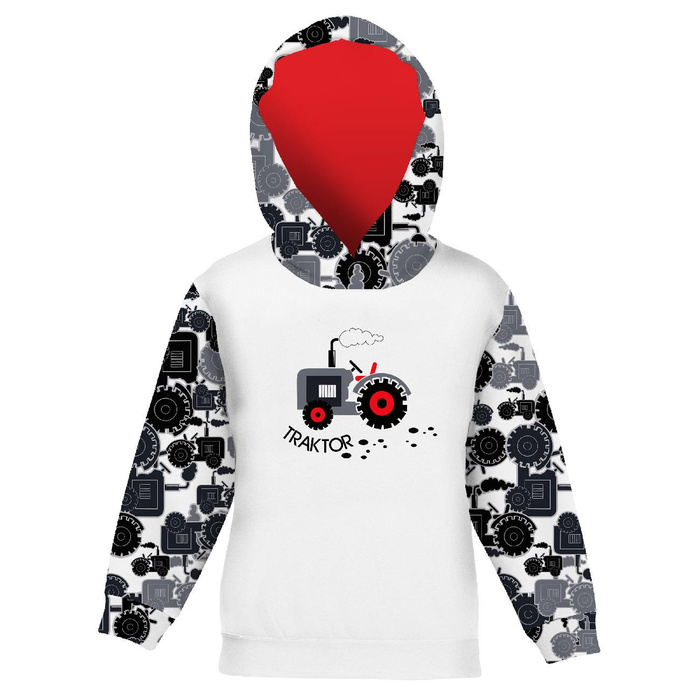 KID'S HOODIE (ALEX) - TRACTOR GREY - looped knit fabric (122/128)