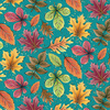 COLORFUL LEAVES MIX / emerald (GLITTER AUTUMN) - Cotton woven fabric