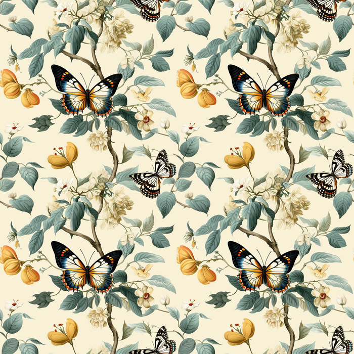 Butterfly & Flowers wz.2 (BUTTER YELLOW)