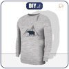 HERREN SWEATSHIRT - BÄR (ADVENTURE) / melange hellgrau -  Elastischer Wintersweat L
