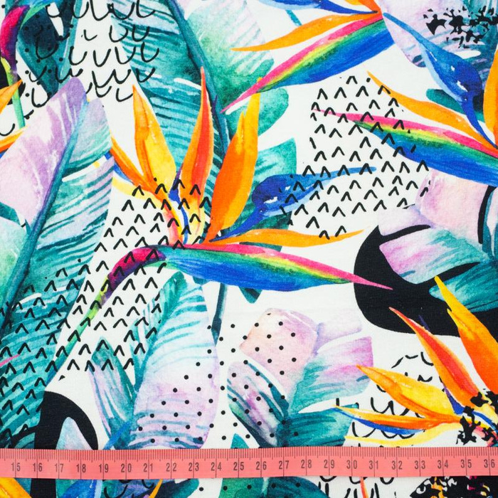 WATER-COLOR JUNGLE - single jersey with elastane TE210