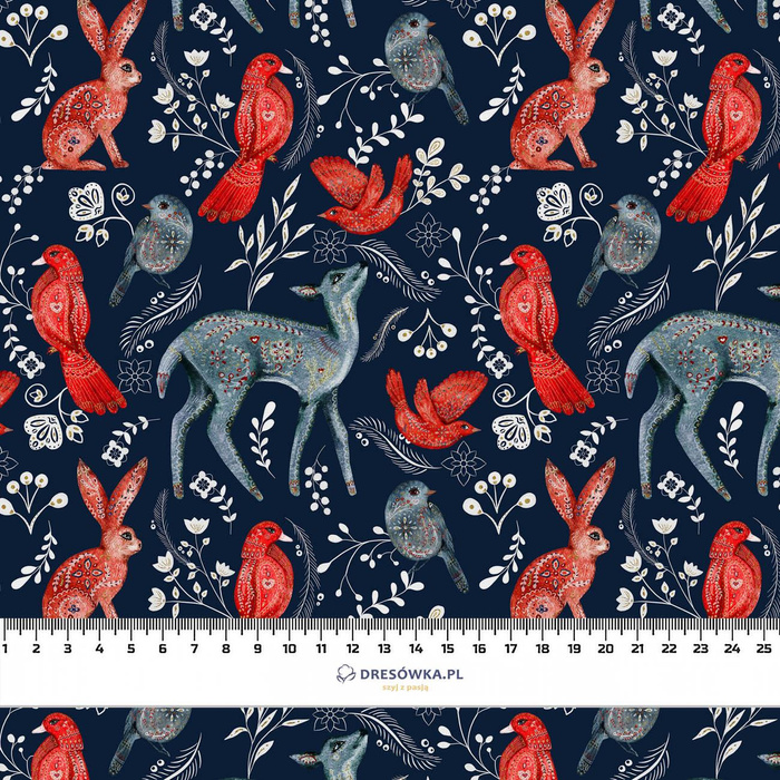 FOLK ANIMALS pat. 2 (FOLK FOREST)- Upholstery velour