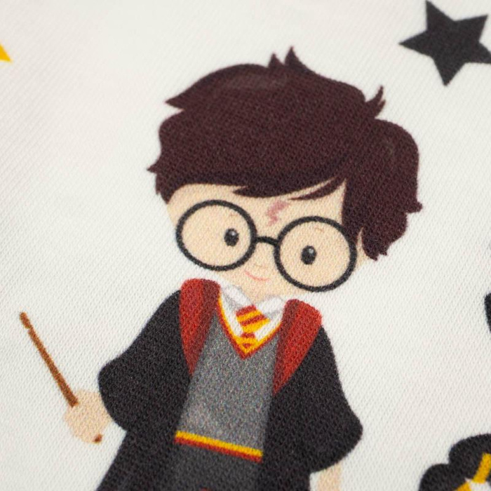 MAGICAL FRIENDS pat. 2 (MAGIC SCHOOL) / white - Cotton woven fabric