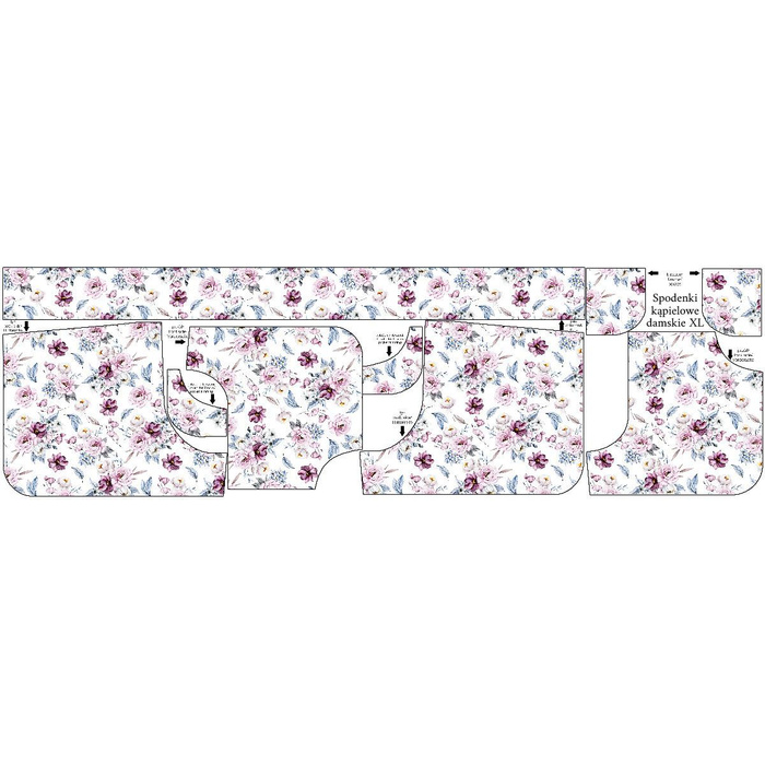 Damskie spodenki kąpielowe - AKWARELOWY BUKIET wz. 2 XL