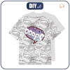 T-SHIRT DZIECIĘCY - KOMIKS / ooops (fioletowo - czerwony) - single jersey