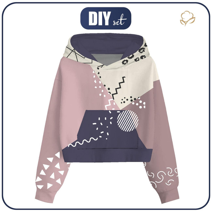 Zkrácená mikina s kapucí (IDA) - COLOR BLOCK vz. 2 - Sada šití XXXL