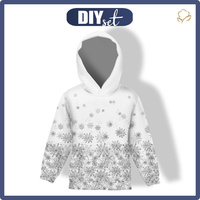 KID'S HOODIE (ALEX) - GREY SNOWFLAKES - looped knit fabric (110/116)