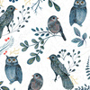 FOLK BIRDS pat. 2 (FOLK FOREST) - Woven Fabric for tablecloths