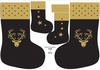 Christmas Stocking Set - GOLDEN REINDEER / black