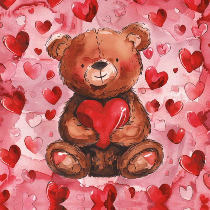 VALENTINE'S DAY / BEAR 2 - panel (60cm x 50cm) Wasserabweisende Webware