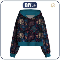 Zkrácená mikina s kapucí (IDA) - FLOWERS wz.63 - Sada šití XXL
