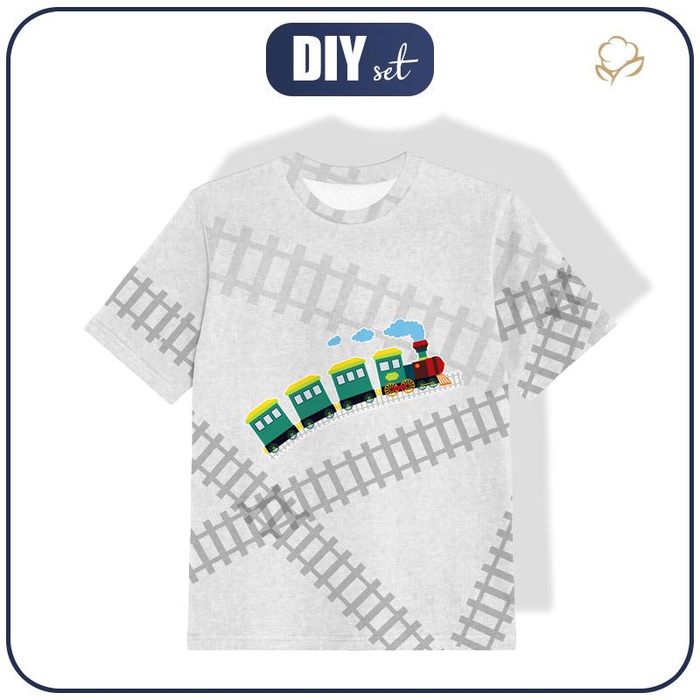 KID’S T-SHIRT - LOCOMOTIVE (train) / acid (grey) - single jersey (128/134)