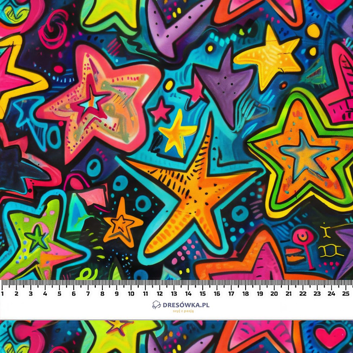 NEON STARS WZ.2 - Woven Fabric for tablecloths