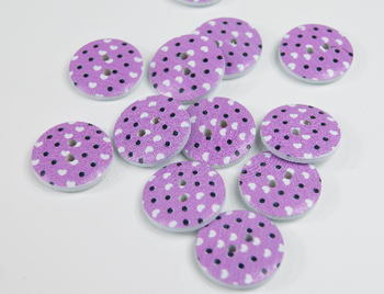 Holzknöpfe Herz - LILA HELL (PLUM)