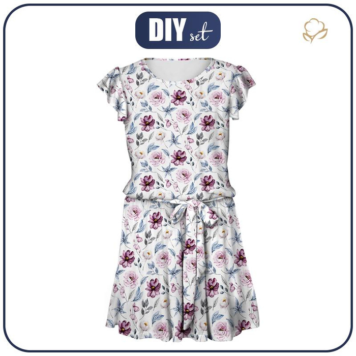 DRESS "EMMA" - WATERCOLOR BOUQUET Pat. 1 - Viscose jersey with elastane XL