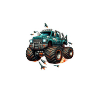 MONSTER TRUCK PAT. 2 -  PANEL (60cm x 50cm) brushed knitwear with elastane ITY