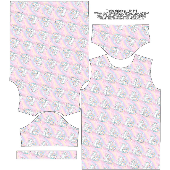 KINDER T-SHIRT- EINHÖRNER UND REGENBOGEN m. 2 (WUNDERLAND) - Single Jersey