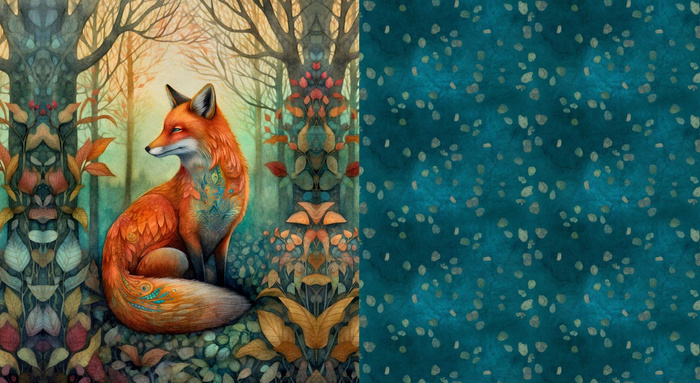 BOHO FOX - panel (60cm x 50cm) teplákovina počesaná s elastanem ITY