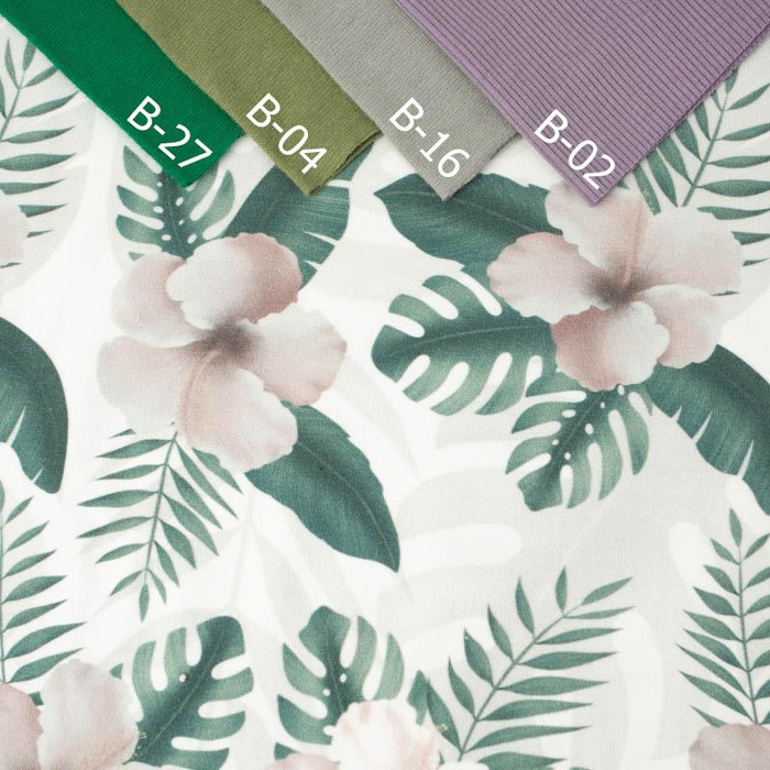 HIBISKUS wz. 2 / biały - organický úplet single jersey s elastanem