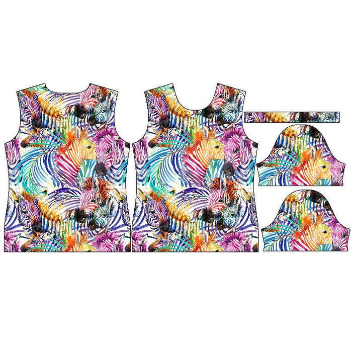 T-SHIRT DAMSKI - TĘCZOWE ZEBRY - single jersey XXL