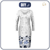 PENCIL DRESS (ALISA) - FLOWERS (pattern no. 5 navy) / white - sewing set S